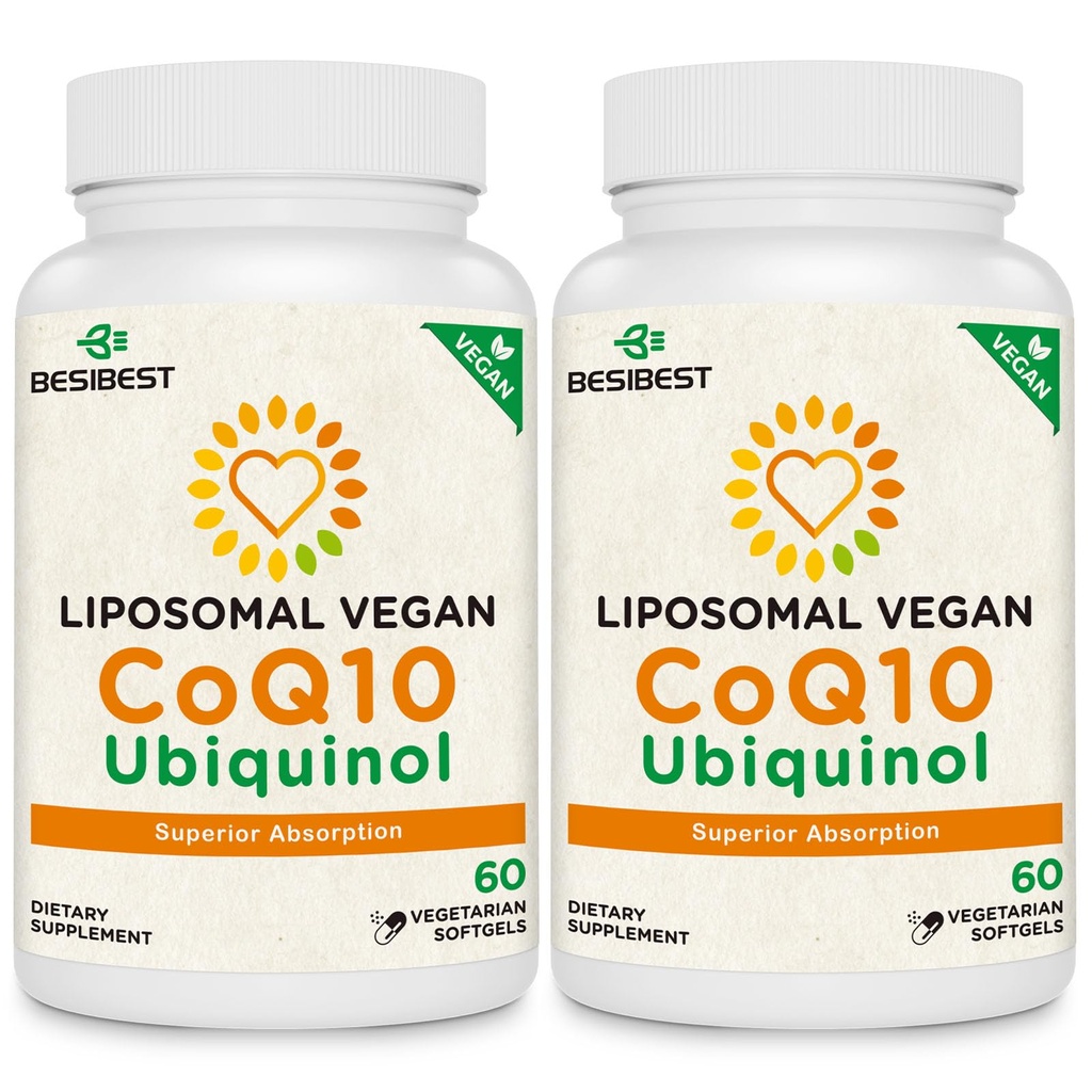 Besibest 1000mg Liposomal CoQ10 Ubiquinol, 120 Vegan Softgels, High Absorption Ubiquinol CoQ10 Supplemente, Active Antioxidant Form of Coenzym Q10 for Heart Function & Energy Production