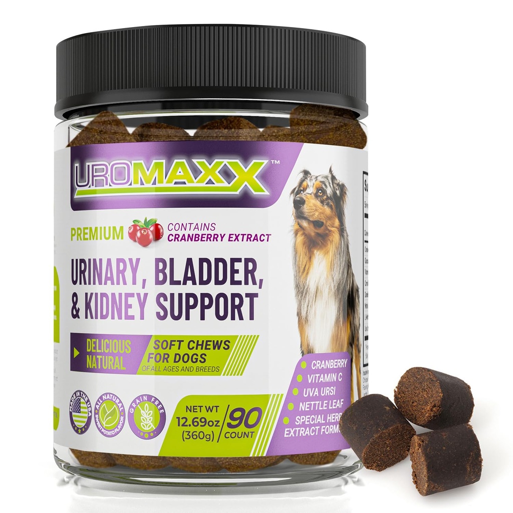 Psi Močové Trakt Infekce Léčba, močová měchýř & Ledviny Podpora pro psy, Výkonná Pet Care, Přírodní měkké Chews s brusinkou & Glucosamine, Vyrobeno v USA, kuřecí ochucení, 90 Počet, 1 balení