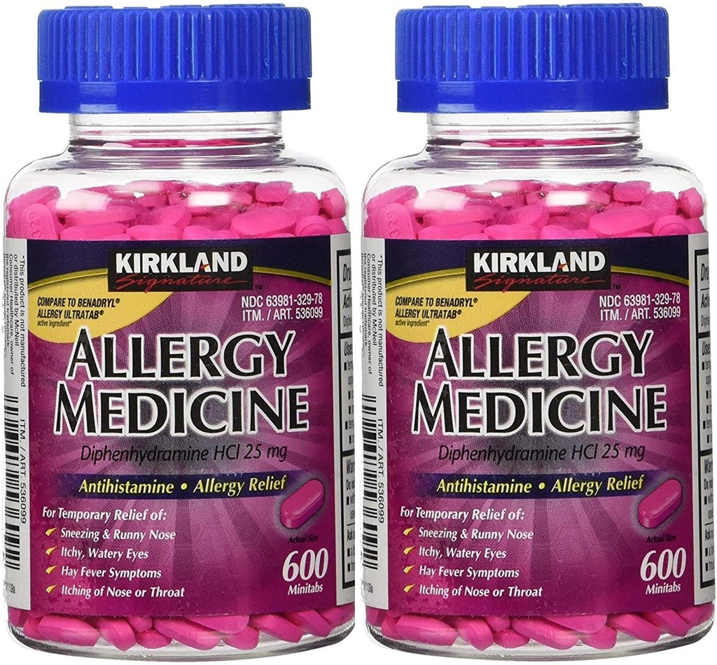 Podpis Kirkland Alergie Medicine Difenhydramine HCI 25 mg - 600 Minitabů - 2 balení