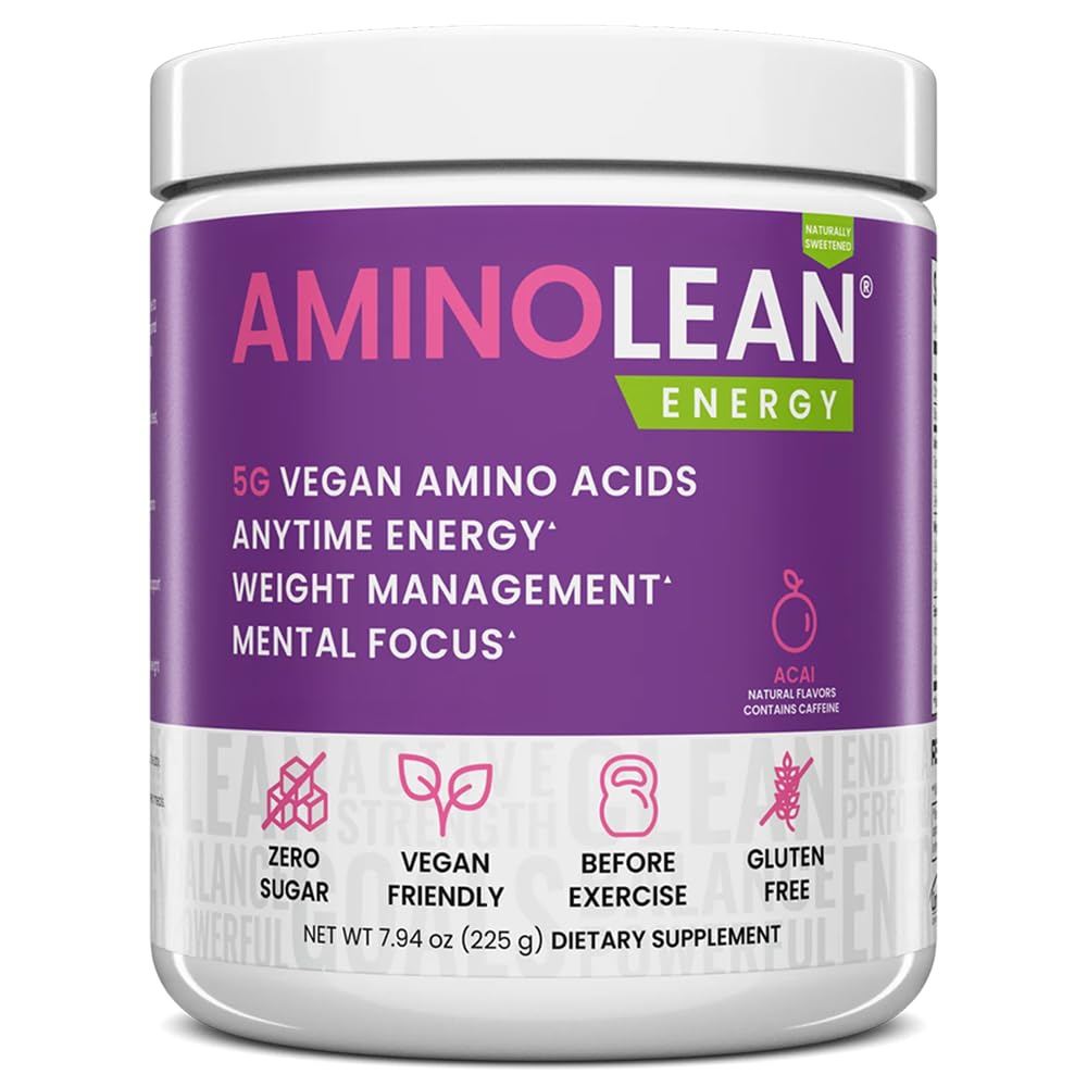 RSP NUTRION AminoLean přírodní Pre Workout Powder, Sukralosa Free Amino Energy bez umělých barviv, Vegan BCAA a Weight Management, Acai, 25 Serv