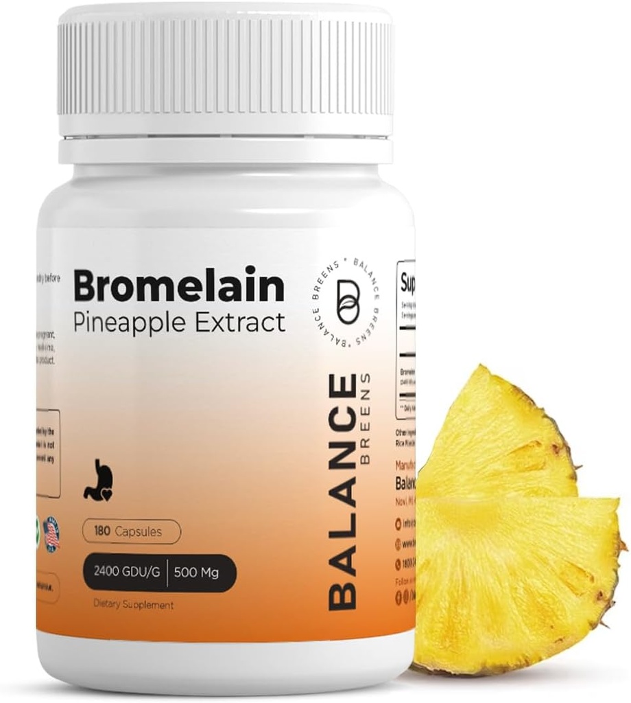 Bromelain 500mg - Ananas Extrakt Digestivní enzym - Podporuje Digestion and Joint Support Doplněk - podle Balance Breens