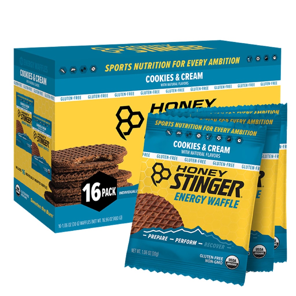 Med Stinger Organic gluten zdarma cookies & Cream Waffle, Energy Strooplatbel pro cvičení, Vytrvalost a výkon, Sportovní výživa pro domácí & Gym, Pre & Během cvičení, 16 Waffles, 16.96 Ounce