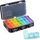 Týdenní Pill Pořadatel 3 krát denně - Pill Box 7 Day 3 krát denně s roztomilou prošívanou Fabric Zipper Bag - Travel Pill Case 7 Day 3 krát denně pro pořadatel vitaminové medicíny