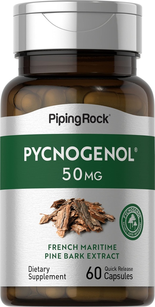 Piping Rock Pycnogenol dodatek 124; 50 mg PHARMAD 124; 60 kapslí 124; French Maritime Pine Bark Extract PHARMAL 124; Pinus Pinaster pro muže a ženy PHARMAL 124; Non- GMO, gluten zdarma