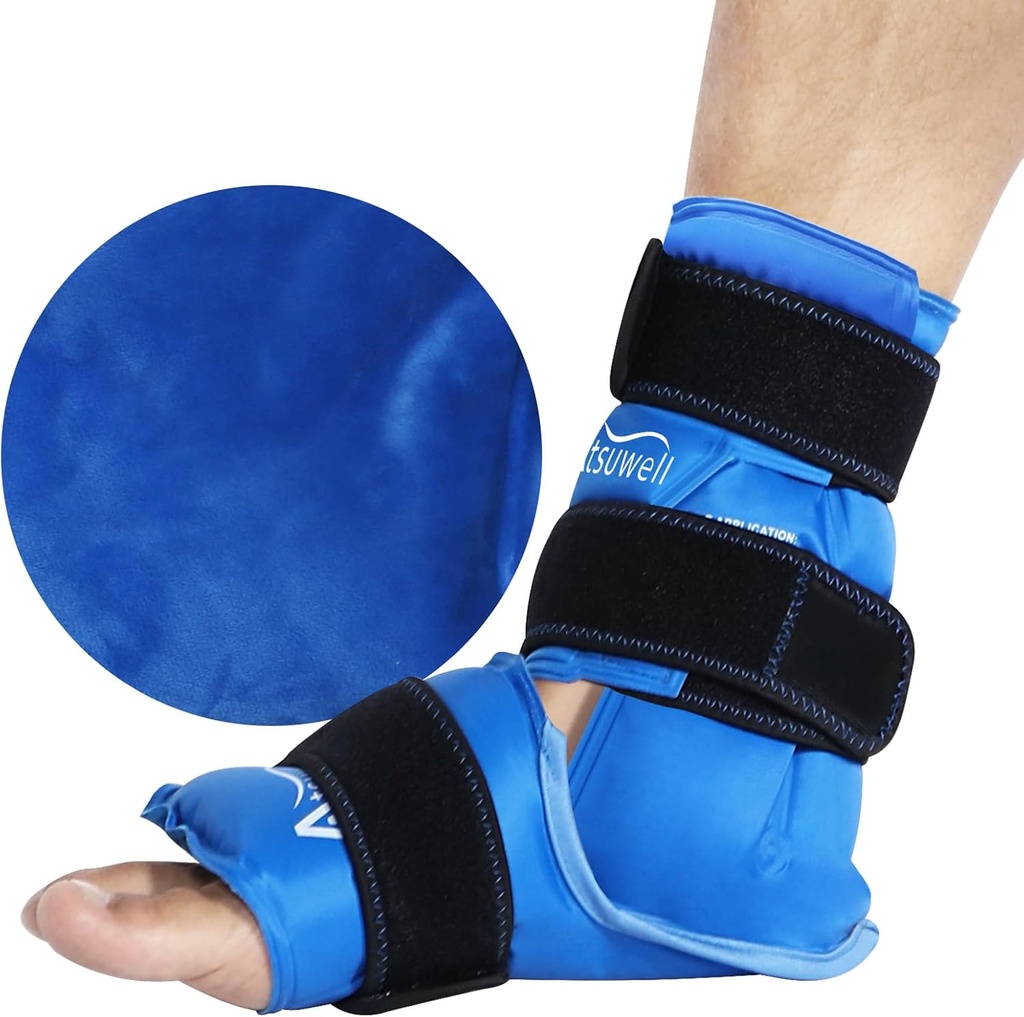 Atsuwell Ankle Ice Pack Wrap, Reuse Ice Pack for Ankle, Large Gel Cold Pack Foot for Cold Compression, Flexible Heel Gel Pack for Men Women, Relaxation