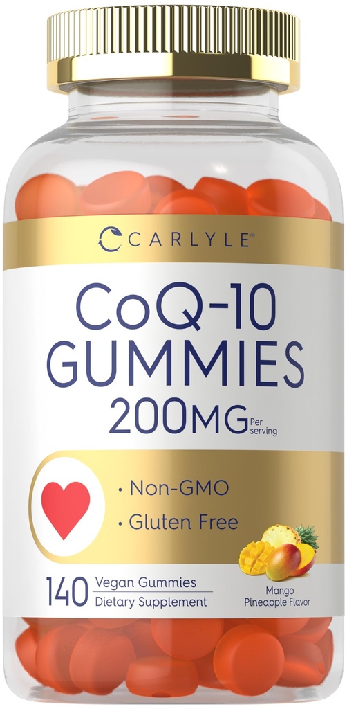 Carlyle CoQ10 200 mg gumové gumy 124; 140 počítat 124; Mango Ananas Flavor 124; Vegan, Non- GMO, gluten zdarma dodatek