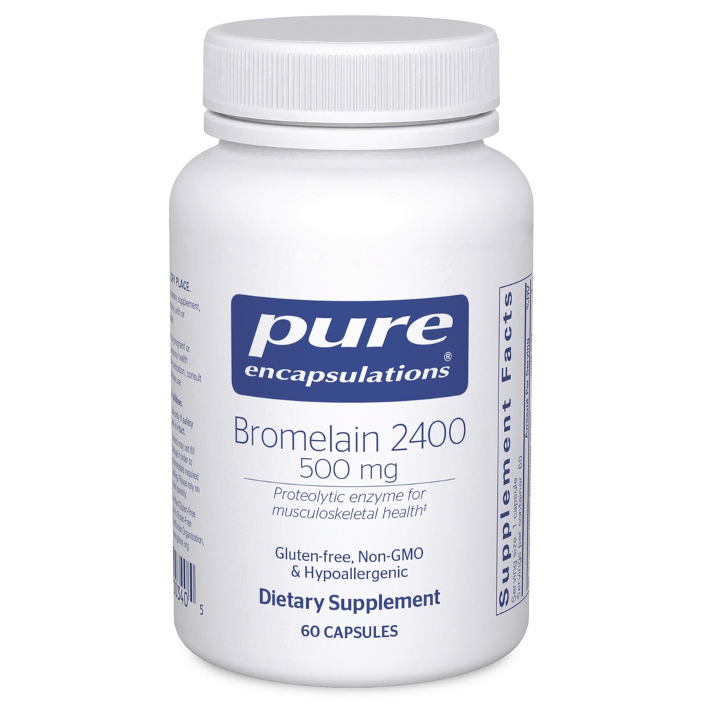 Čistá enkapsulace Bromelain 2400 500 mg - pro výživu a svalové a kosterní zdraví - Podporuje klouby a svalovou obnovu * - Proteolytické enzymy - Vegan - 60 Kapsle