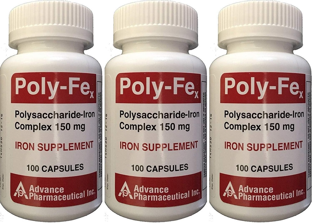 Polysacharid Komplex železa 150 mg Kapsle Supplement železa 100 Kapsle na balení po 3 Celkem 300 Kapsle
