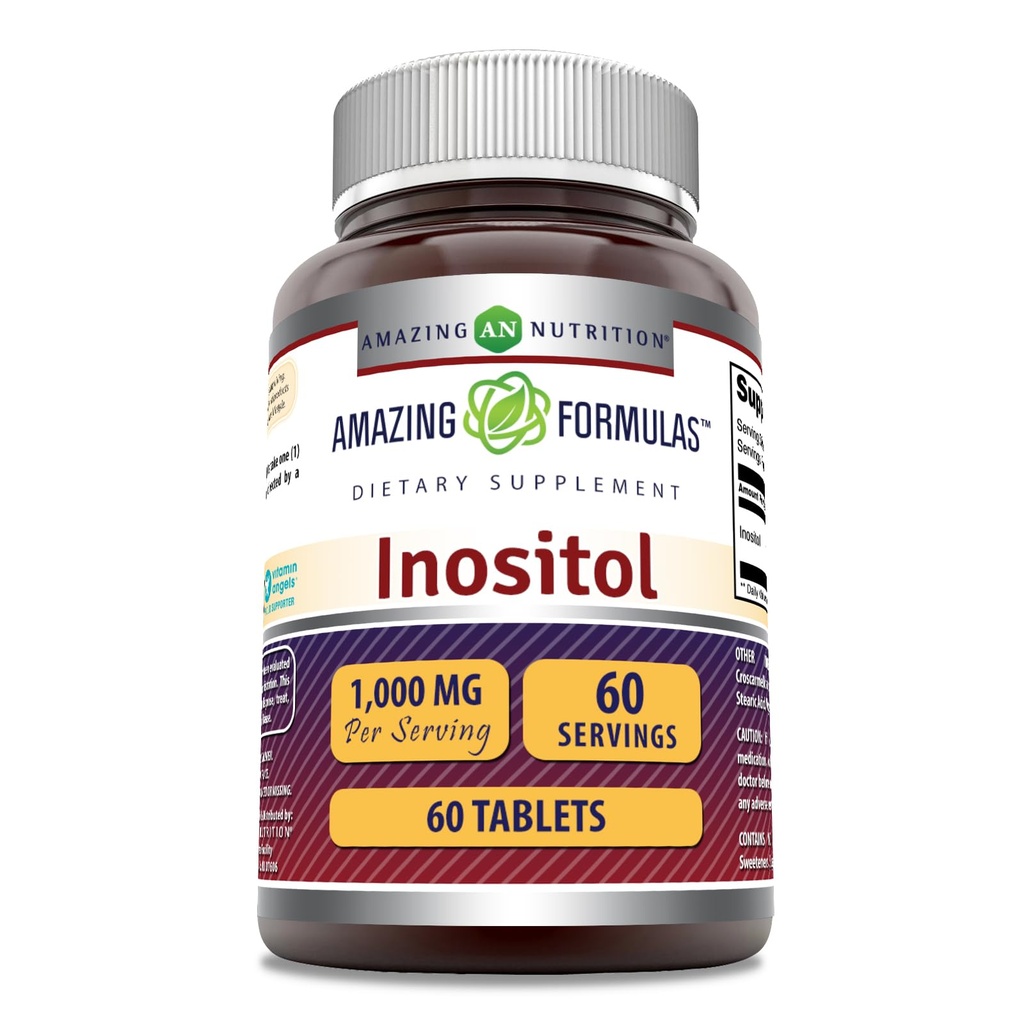 Amazing approvas Inositol 1000mg dodatek 124; Tablety 124; Non-GMO Creditor 124; Gluten- Free Creditor 124; Made in USA (1 balení, 60 Počet)