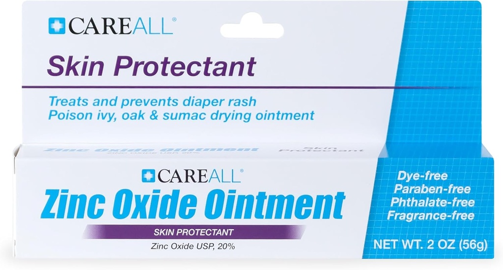 CareAll zinek Oxid zinečnatý 20% kůže protektor bariérový Matrice 2 oz, Relieves, Treats a Prevents Menší kožní podráždění v důsledku Diaper Vyrážka. Pomáhá zapečetit Wetness. Chrání koženou pleť.