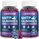2 Pack 300MG 5-HTP GABA Sleep Supplement Gummies s 200mg L-Theanine dodatek pro mozek, Mood Stabilizer and Sleep Support, Melatonin- Free, Omega 3-6-9 pro přírodní Zzzs, Blueberry Flavor