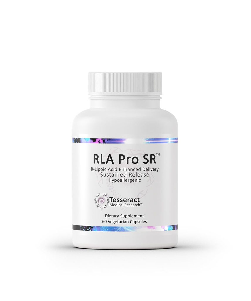 Teseract RLA Pro SR, doplněk kyseliny lipoové, 60 Kapsle, Sustaced-Release R- Lipoic Acid, Zvyšuje mitochondriální a buněčnou energii, Amino Acid Metabolismus Podpora, Hypoalergenní