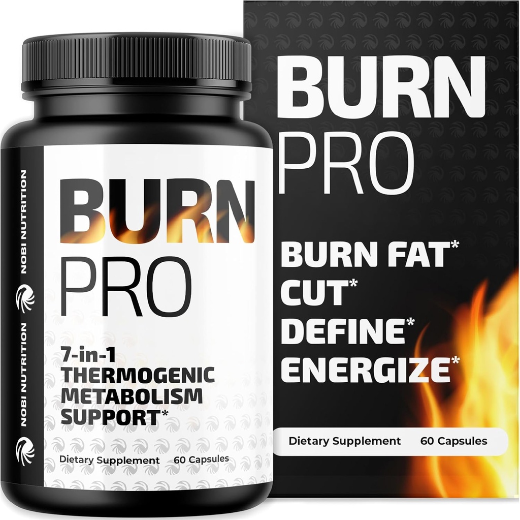 Burn Pro 7- in-1 Termogenní metabolismus Booster 124; Podpora hubnutí s Appetite & Energy Support CLAS124; Bloating Relief, Cílené Belly Toning & Keto Inducing CLAS124; Slim, Trim & Tone CLAS124; 60ct