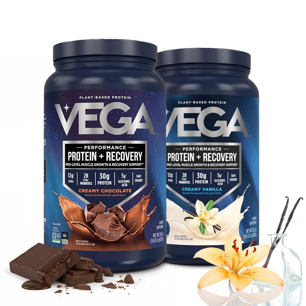 Vega Sport Premium Protein Powder Bundle, Chocolate + Vanilla, Plant Based Protein Powder Post Workout - Certified Vegan, Vegetarian, Keto- Friendly, Gluten Free, Dairy Free, BCAA Amino Acids