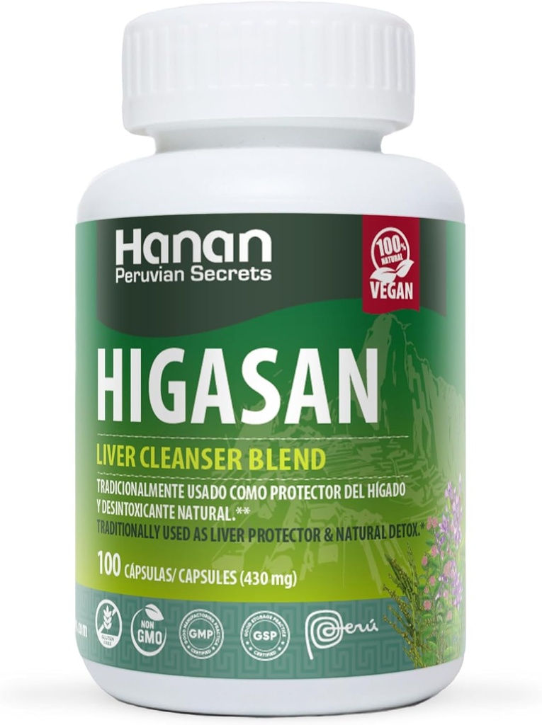 Hanan Higasan Játra Cleanser Blend 124; 100 kapslí 124; Přirozená pomoc při podpoře zdravé funkce jater a zdravé hladiny cholesterolu (2 balení)