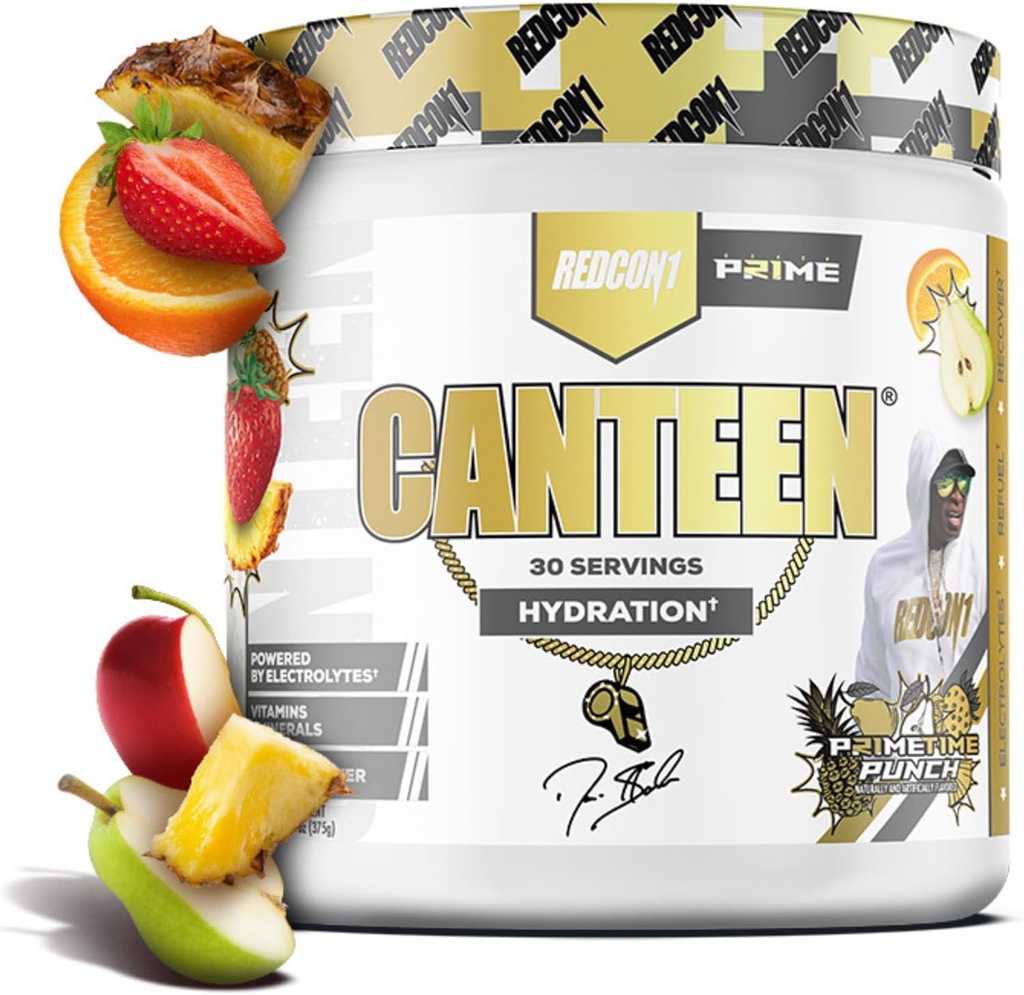 REDCON1 Post Workout Recovery Powder - Trenér Prime Canteen - Hydratační prášek s elektrolyty, Vitamíny a kokosová voda - Prime Time Punch (30 Služeb)