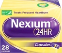 Nexium 24HR Acid Reducer Heartburn Relief Kapsle pro All- Day a All- Night Protection from Frequent Heartburn, Heartburn Medicine with Esomeprazol Magnesium - 28 Počet
