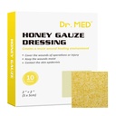 Dr. Med Med Med Gauze Dressing, 2 "x 2" (10 PCS / Box) Honey Medical Bandage Wound Care Patch for Minor Abrasions, Cut, Lacerations, Scald and Burns for Wound Healing, Chemical and Drug Free