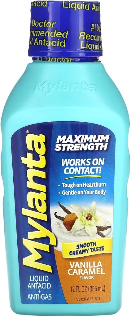 Mylanta Antacid and Gas Relief, Maximální pevnost Formule, Vanilla Karamel Flavor, 12 Fluid Ounce