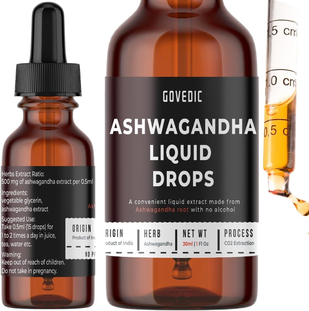 Ashwagandha kapalné kapky Koncentrované 1 Fl Oz 30ml 124; 60 Servings 500mg Organic Root Tincture Extract Supplementary PHAR124; Stress Relief, Energy & Imunity, Mental Focus, Fast Absorpce