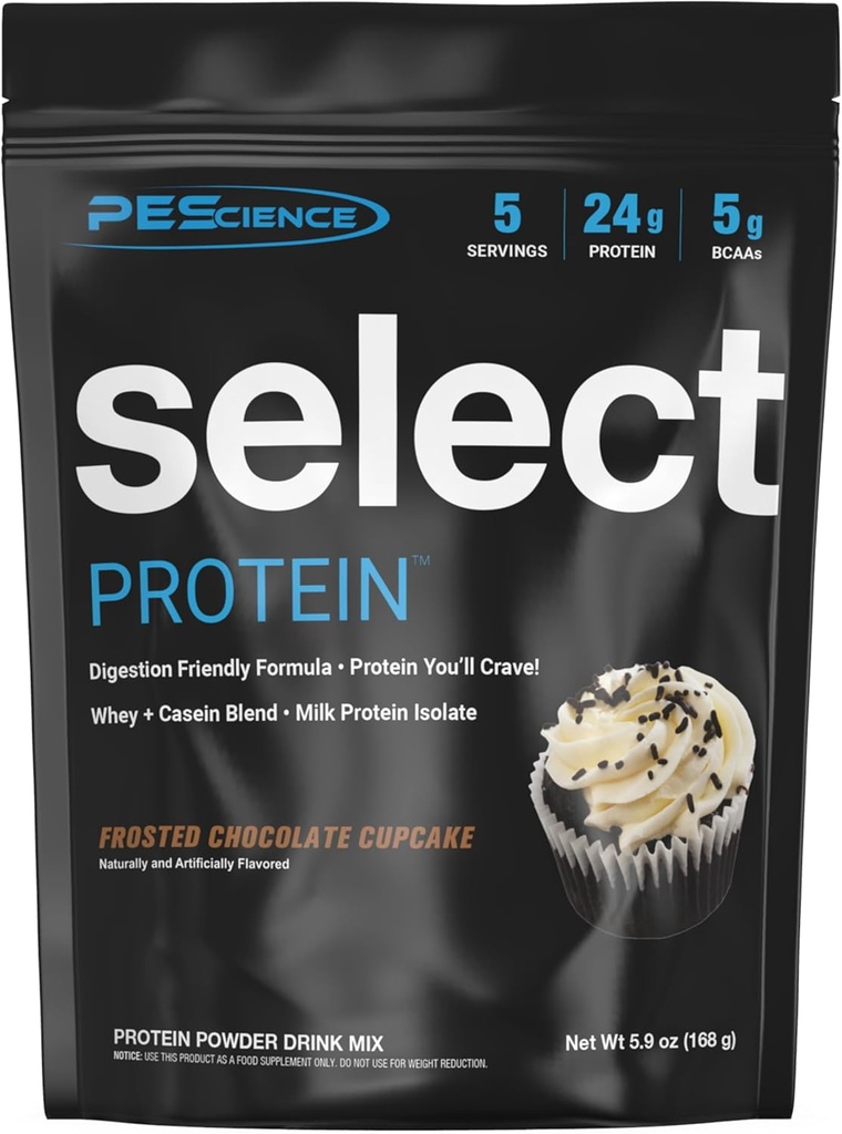 Pescience Select Protein Powder, Syrovátka a kasein Blend, Čistý proteinový prášek pro ženy a muže, Nízká kalorie, Nízký karb, Keto Friendly, Lepek zdarma - Mastná čokoláda Cupcake - 5 Služení
