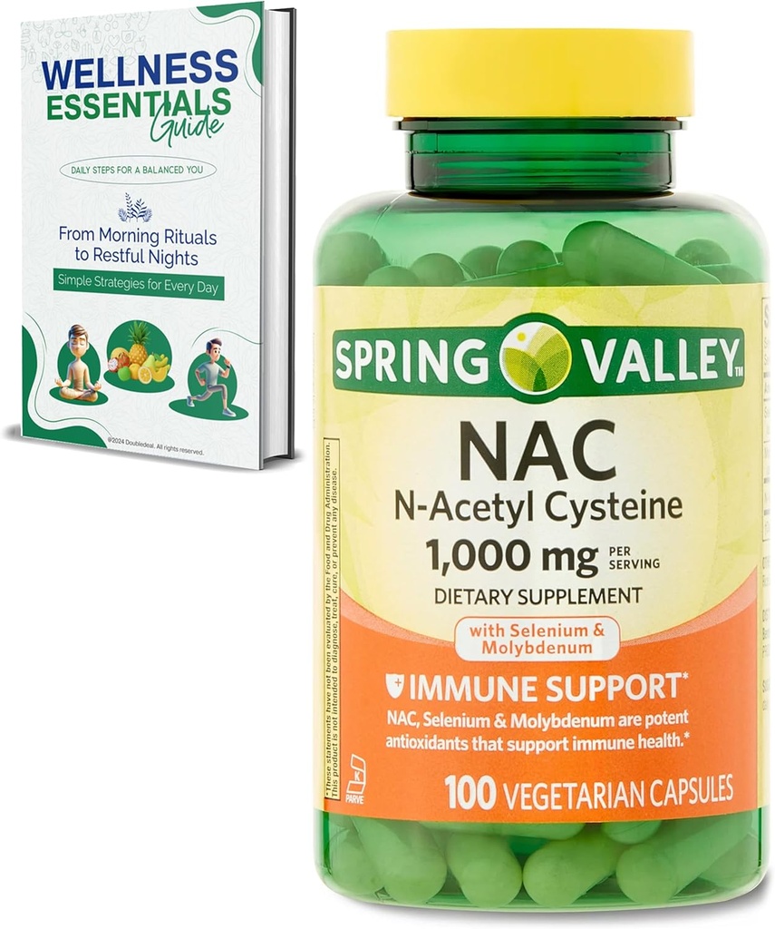 NAC dodatek N-Acetyl Cysteine CLAS124; 1000mg, 100 Count CLAS124; Imunitní podpora, Vegetariánské kapsle CLAS124; Gluten- Free, Soy Free, Lactosa Free CLAS124; se Seleniem a Molybdenum