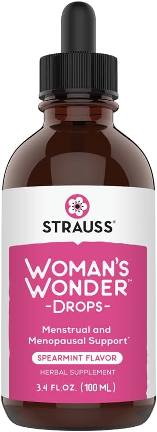 Strauss Heartdrops Žena je Wonder Kapky; Menstrual & Menopausis Supplement podpory v Spearmint Flavour, Přírodní Formule, Gluten- Free, Soy- Free, Non- GMO, 3.4oz Láhev