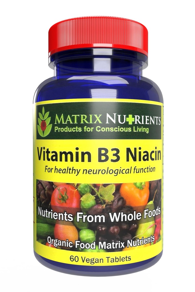 Vitamin B3 NIACIN - stravitelná, srdeční a imunitní podpora! - 100% organická - Také zlepšit funkci mozku, energie a snížení stresu - Veganské tablety (60ct)