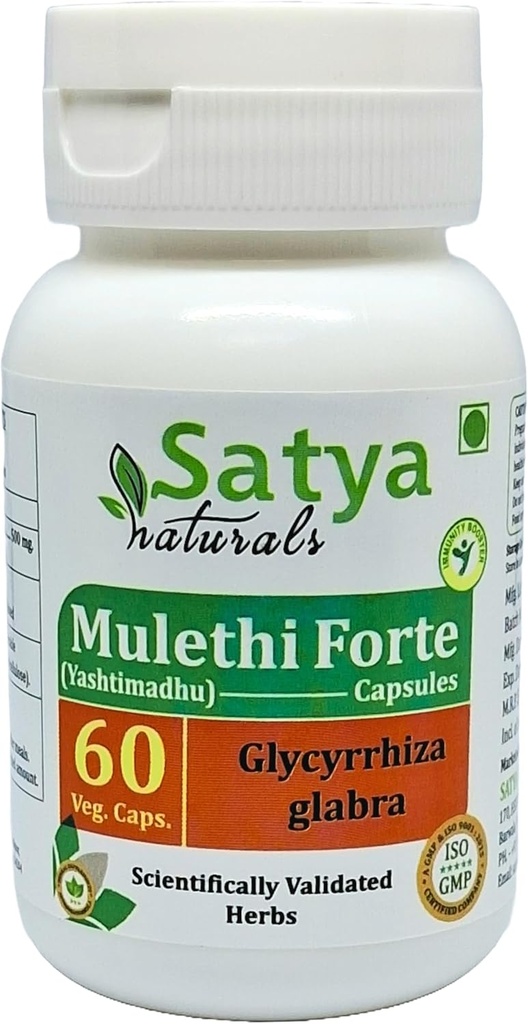 Muleti Forte Kapsle 500 mg. 60 Veg. Kapsle 124; Yasthimadhu (Glycyrrhiza Glabra) Extract Kapsle pro muže a ženy 124; Ayurvedic Herbal Supplement / Remedies 124; 10: 1 Forte (1 lahvička 60 Kapsle)