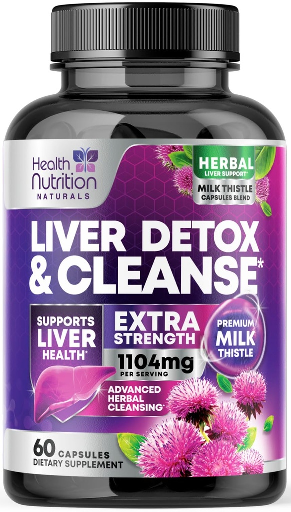 Jemné vyčištění jater Detox & Opravy Formule - Pokročilý doplněk pro podporu jater se Silymarin Mléko Thistle, Pampeliška kořenová, Artyčok extrakt, kurkuma, Cholin, & Beetroot - 60 Veggie Kapsle