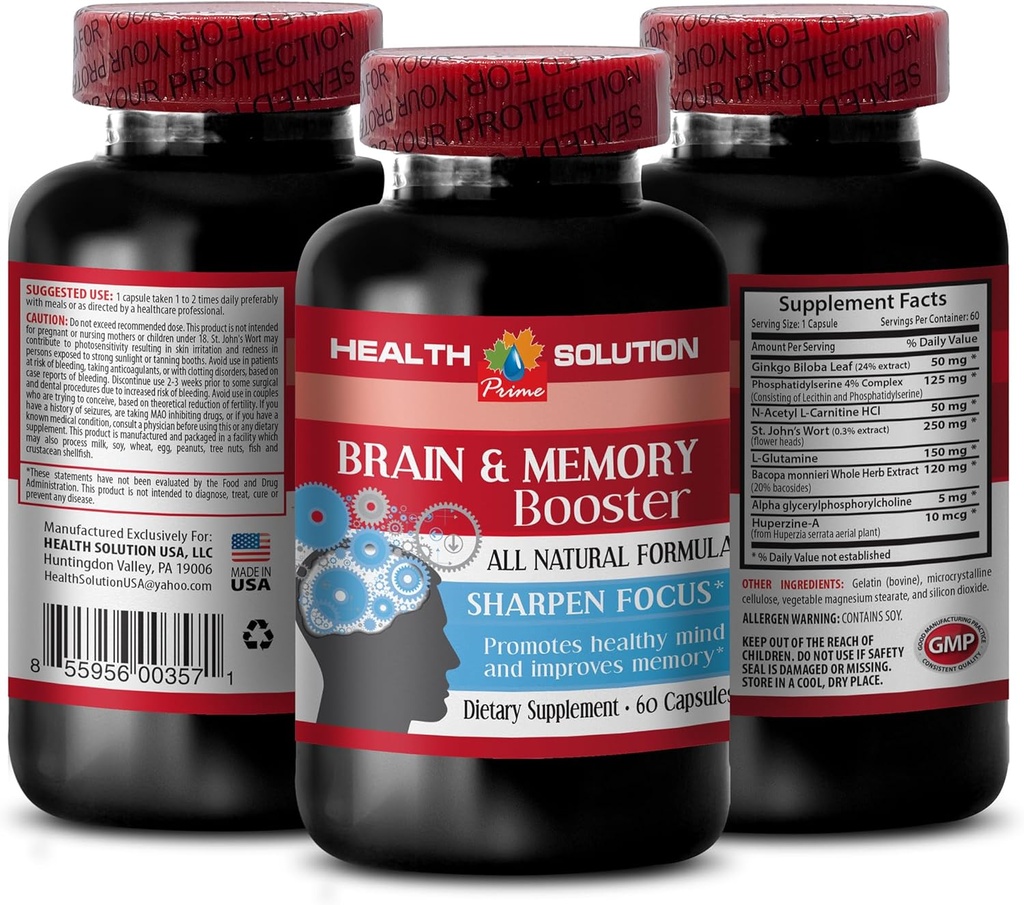 Ginkgo biloba extrakt list - BRAIN A MEMORY BOOSTER - zlepšení - mozkové paměti doplňky - ginkgo biloba extrakt, mozkové doplňky pro paměť a zaměření, zaměření a energie doplněk 1 láhev 60 Caps