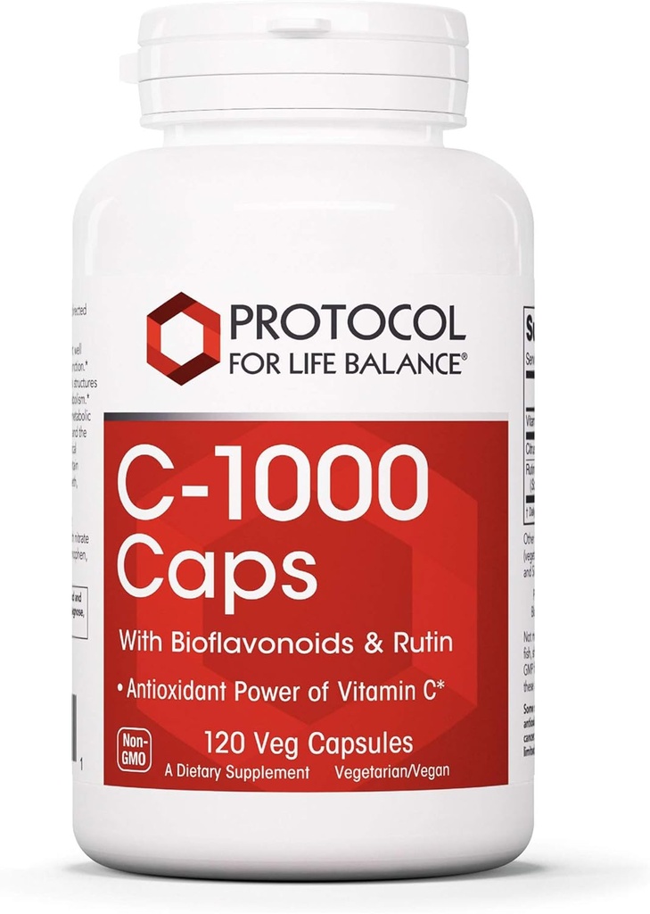 Protokol pro životní rovnováhu - C- 1000 Caps s bioflavonoidy a rutin - Antioxidační výkon vitaminu C, podporuje funkci zdravého imunitního systému, poskytuje buněčnou ochranu - 120 Veg kapsle