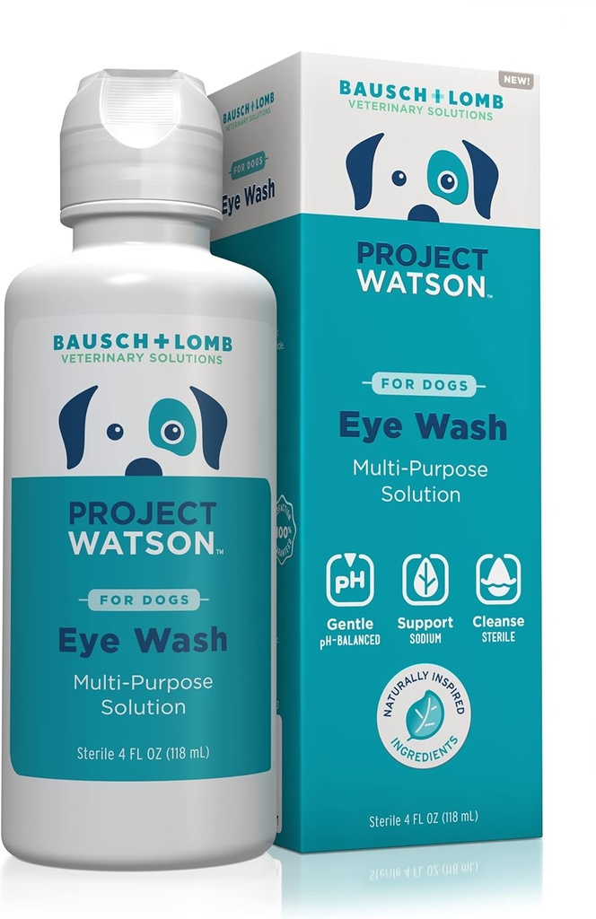 Projekt Watson Oční mytí pro psy, Nápověda odstranit slzení a podporu oční zdraví, Jemné pH vyvážený vzorec pomoci snížit riziko infekce, Fragrance zdarma, 4 Fl Oz