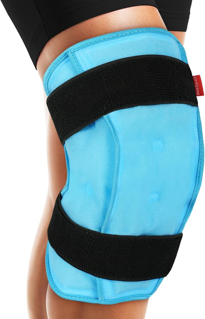 Comfytemp 3D Knee Ice Pack Wrap pro zranění opakovaně použitelný gel, FSA způsobilý, Knee Cold Pack Brace Fyzická terapie pro Meniscus Tear, bolest nohou, náhrada, Artritida, Muscle Recovery, chirurgie Získejte dobře dar