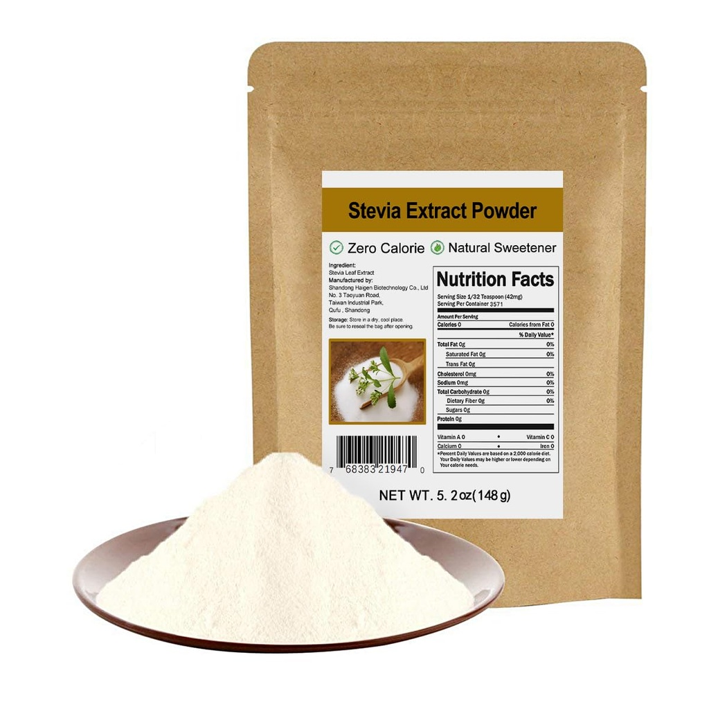 Čistý Stevia extrakt prášek bez Erythritol 5.2oz (148g) - vysoce koncentrovaný Stevia prášek Sweettener, nula kalorie, žádný umělý, přírodní cukr Alternative