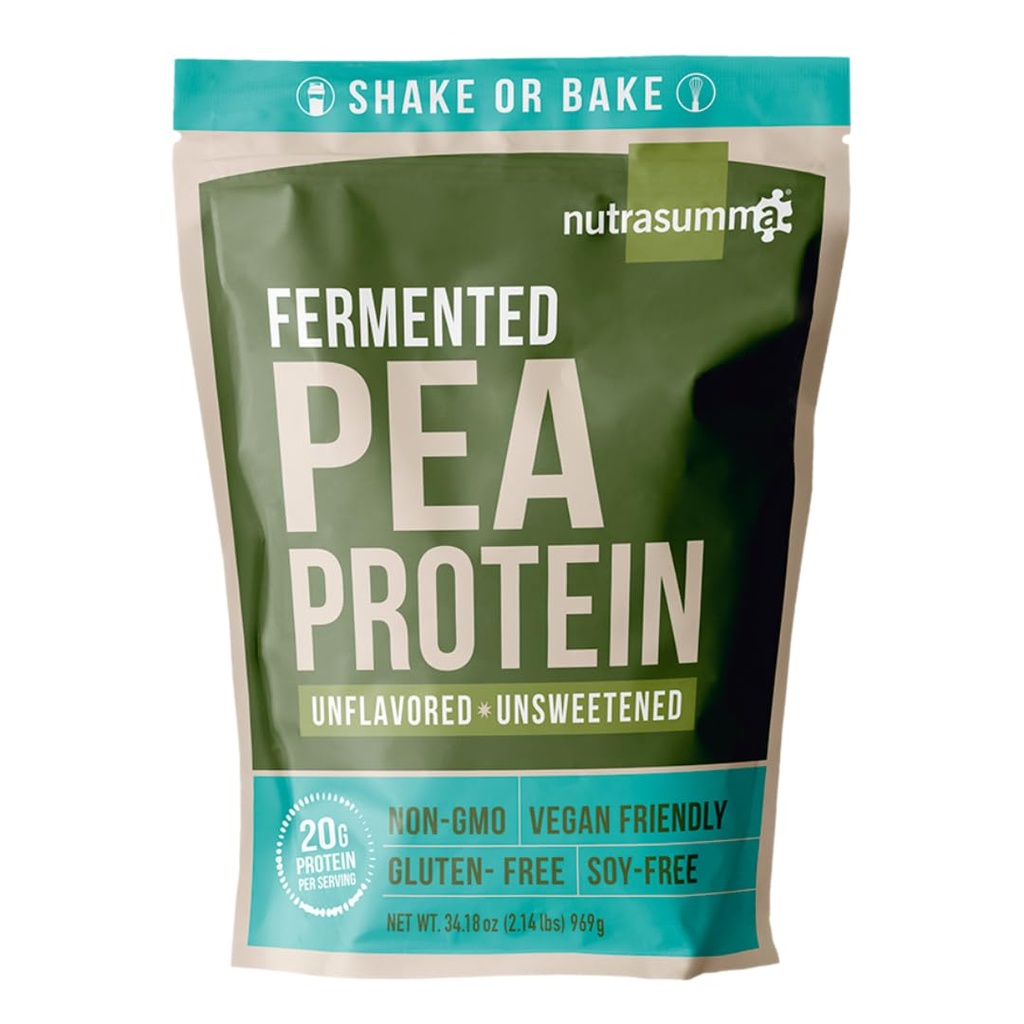 Nutrasuma Pea Protein Powder, Neochucený a neslazený cukr zdarma Vegan, 100% rostlinný, non GMO, gluten zdarma & Soy zdarma, 2.14 LB
