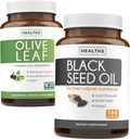 Olive Leaf & Black Seed Oil (3-Month Supply) Leaf & Seed Bundle of Olive Leaf Extract (120 Capsules) Super Strength and Black Seed Oil (180 Capsules)