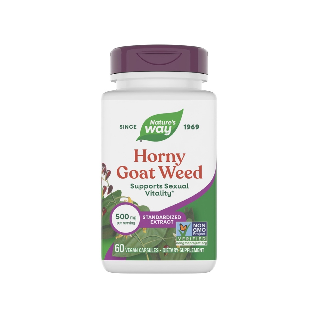 Nature 's Way Horny Goat Weed Premium Extract Sexual Vitality, * Non- GMO, Vegan, 60 Kapsle