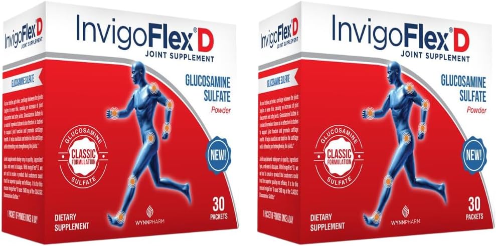 INVIGOFLEX 1500mg Glucosamine Sulfam Powder (Classic Formulation) - Premium Joint Supplementary for Knees, Hands, Back, and Hip Support D: Glucosamine Sulfath, Packets - 60 Packets