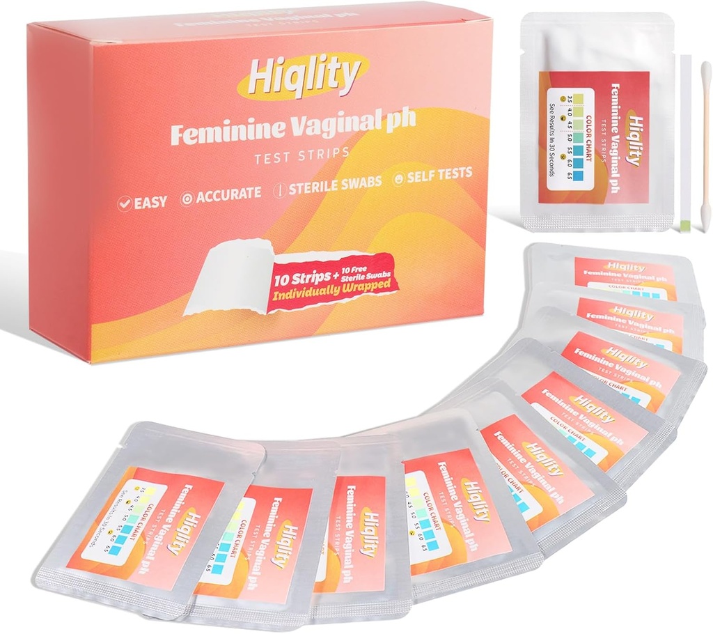 Vaginální pH Testovací proužky se sterilní baňky, feminin Zdraví Vaginální pH Testovací Kit, Vaginální PH Balance a kvasinková infekce test, Individuální balení BV Testovací proužky pro ženy, 10 sáčků