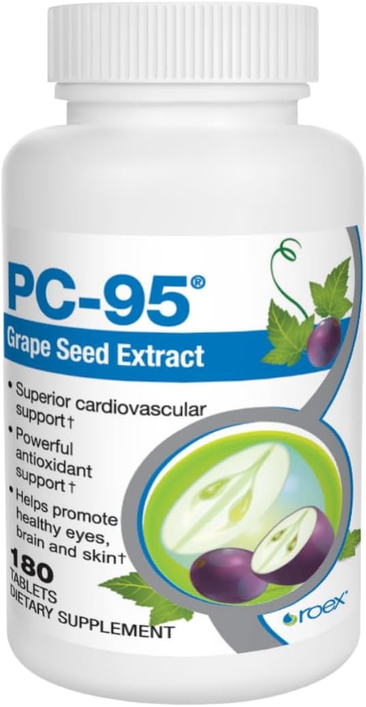 Roex Vitamíny CLAS124; PC-95 Grape Seed Extract CLAS124; Dietní doplňky CLAS124; Stres Relief CLAS124; Zdravé oči CLAS124; Zdravý CLAS124; Zdravá kůže CLAS124; Kardiovaskulární podpora CLAS124; 180 Počet