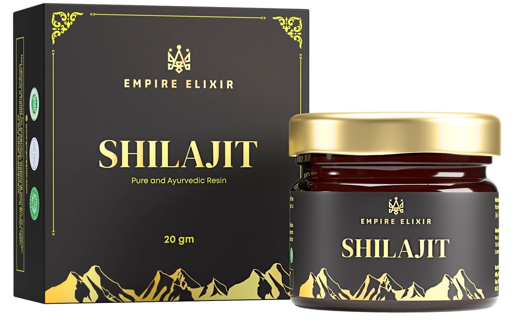 Shilajit Resin Pure Himalayan 20g Jar - podle Empire Elixir High Potency Gold Class pro muže a ženy 124; přírodní minerální dodatek 124; Energy Boost & Imunní podpora, 75% Fulvic Acid