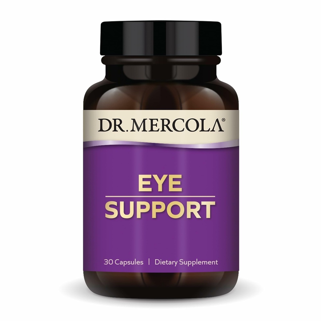 Dr. Mercola Eye Support - Podporuje Eye & Vision Health - s Lutein, Zeaxanthin, Organic Astaxanthin & Black Currant - Non- GMO, Gluten- Free & Soy Free - 30 Kapsle (30 Služeb)