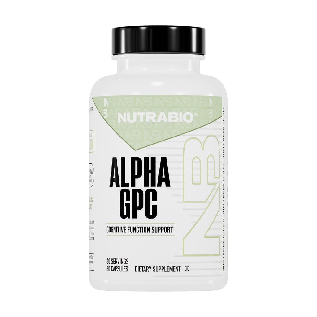 NutraBio Alpha GPC, Podpora mozku a lepší funkce paměti, 300mg - 60 Zeleninové kapsle