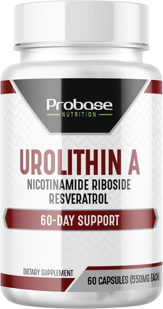 Probase Nutrition Urolithin A - [60- Day Supply] - s přidanými NR a Resveratrol - Alternativa k NMN, NAD, CoQ10, PQQ pro zdravé stárnutí