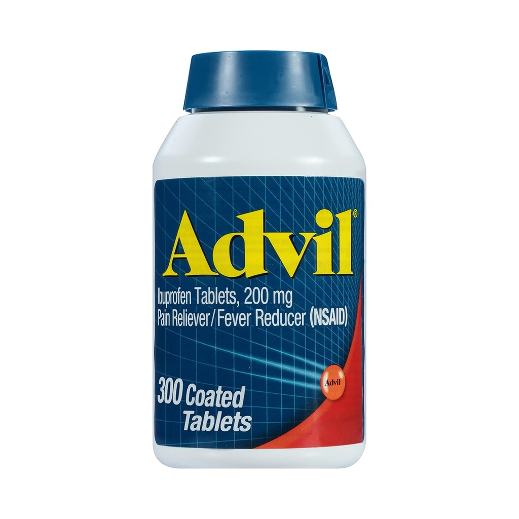 Advil Pain Reliever and Fever Reducer, Pain Relief Medicine with Ibuprofen 200mg for Heads, Backpache, Menstrual Pain and Joint Pain Relief - 300 Coated Tablet