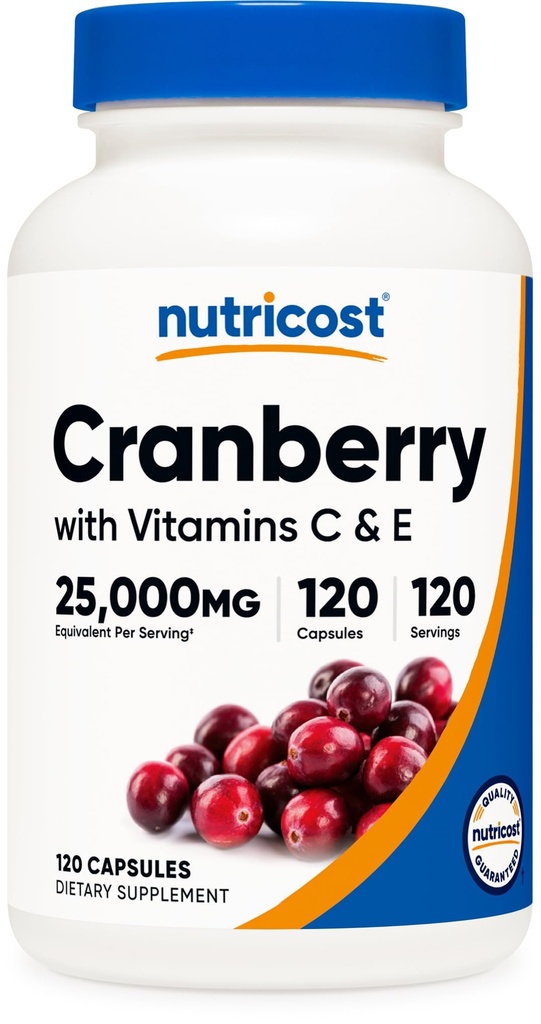 Nutricost Cranberry Extract (25,000mg) (120 tobolek) s vitaminem C & vitaminem E
