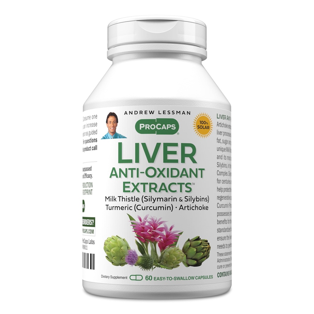 ANDREW LESSMAN Játra Anti- Oxidant Extrakty 60 Kapsle - Podporuje Tvrdě-pracovní tkáně jater, podporuje optimální zdraví a funkce jater. Výtažky z mléčného bodláku, kurkumy a artyčoků