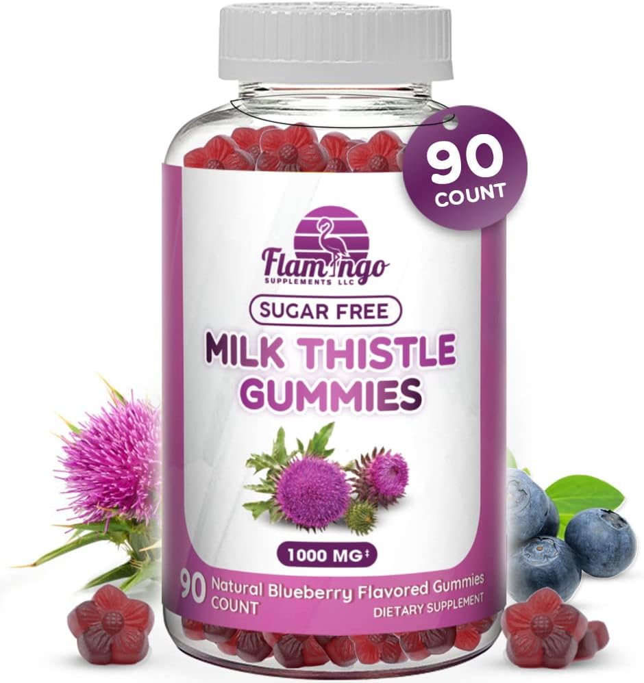 Mléko Thistle Gummies - Přirozeně ochucené, Sugar- Free Mléko Thistle 1000mg Extract - Játra Detox, Podpora, Reew Cleanse. Delicious Alternative to Milk- Thistle Kapsle, Power, or Tea - 90 Count