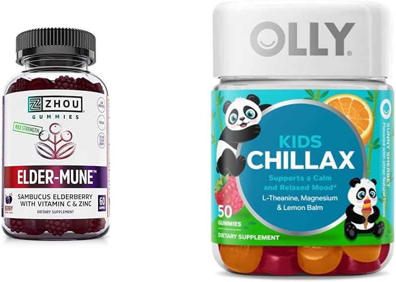 Zhou Nutrition Elderberry Gummies 60 Počet & OLLY Děti Magnesium Gummies 50 Počet Imunity & Klid Podpora